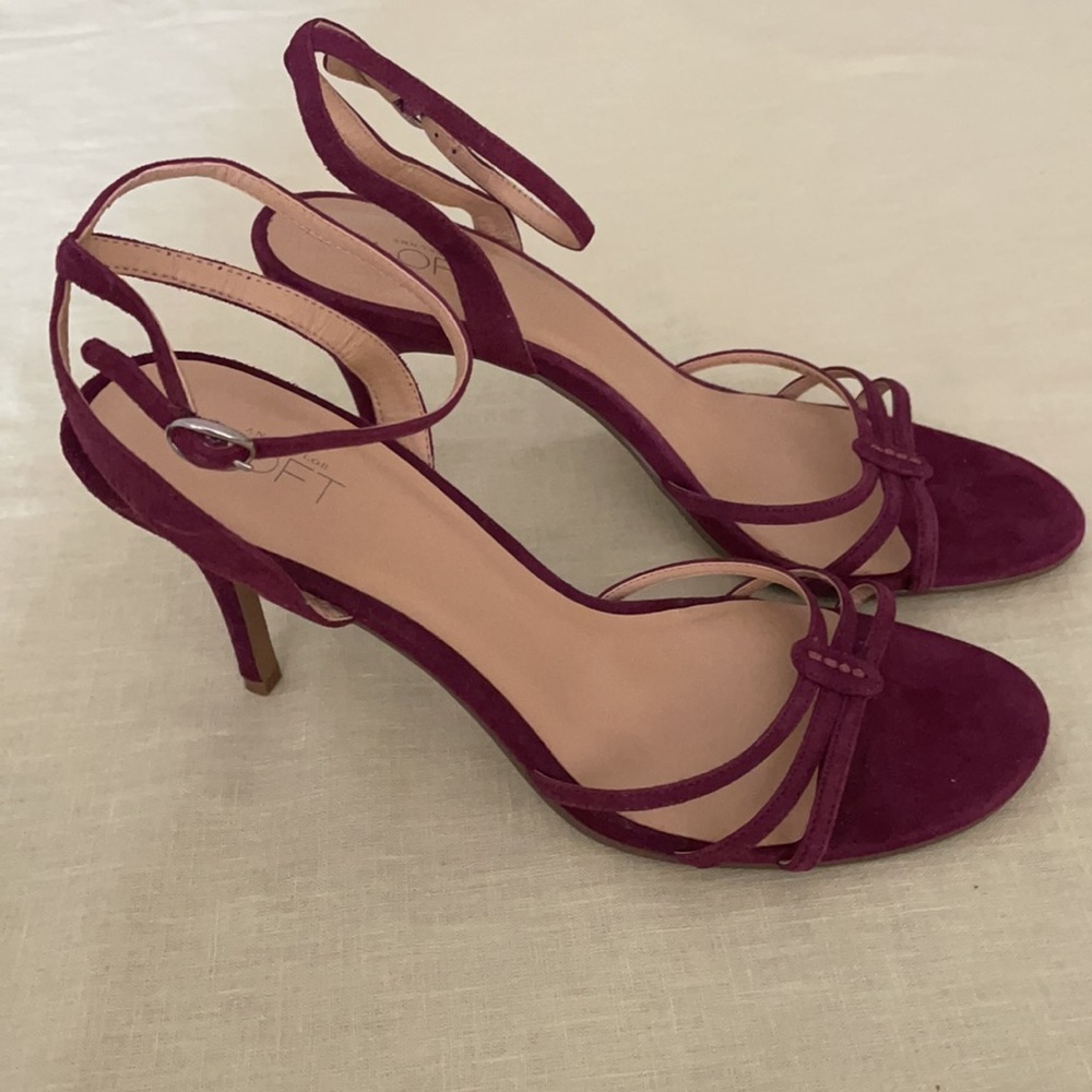Wine color Ankle Strap High Heels, All Suede New Condition, Size 9 by LOFT